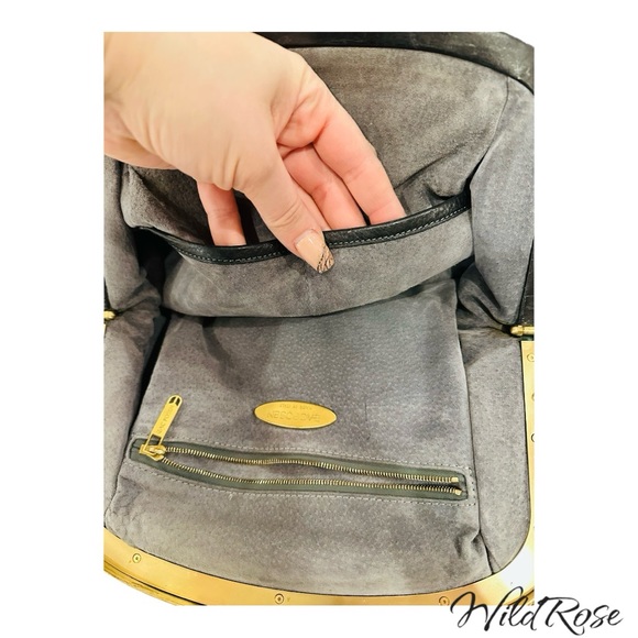 ZAC POSEN BLACK “ALEXIA” LEATHER SATCHEL BAG GOLD TONE HARDWARE - Picture 13 of 17